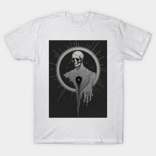 Monotone Illustration of Skull T-Shirt